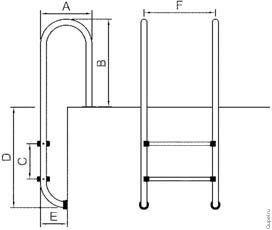 Лестница для купели MU315 (3 ступени) Количество ступеней - 3
Размеры:
A - 350 мм
B - 620 мм
C - 250 мм
D - 960 мм
E - 180 мм
F - 500 мм